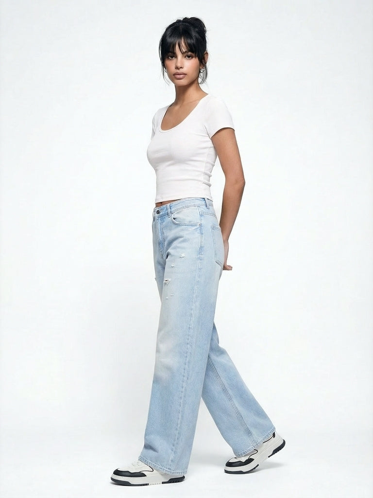 Nuon White Cotton-Blend T-Shirt