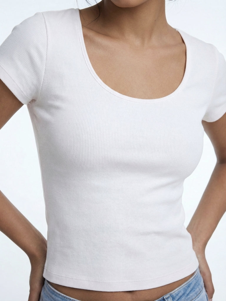 Nuon White Cotton-Blend T-Shirt