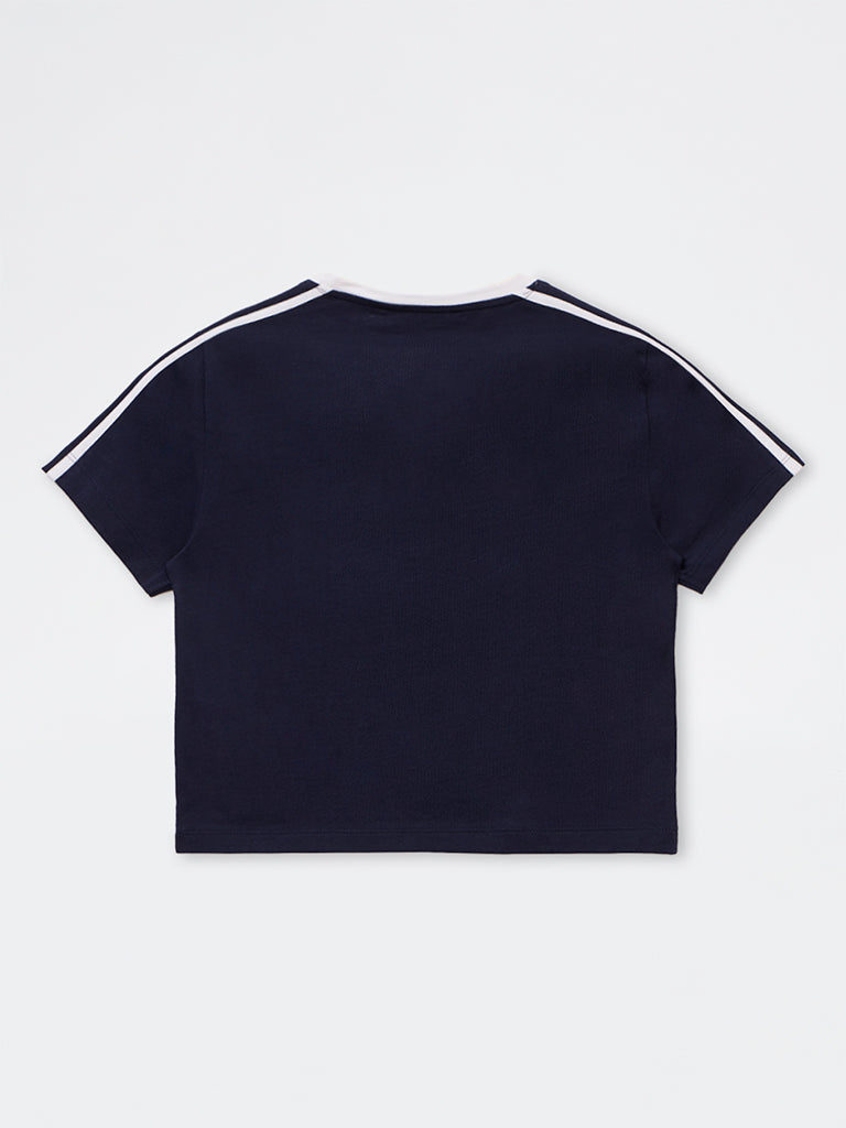 Nuon Navy Graphic Cotton T-Shirt