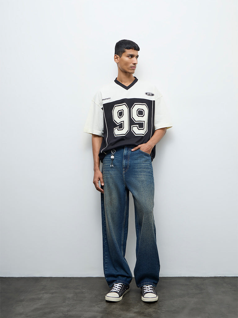 Nuon Blue Relaxed-Fit Mid-Rise Jeans