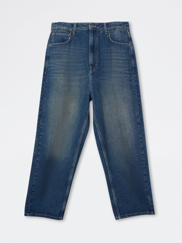 Nuon Blue Relaxed-Fit Mid-Rise Jeans