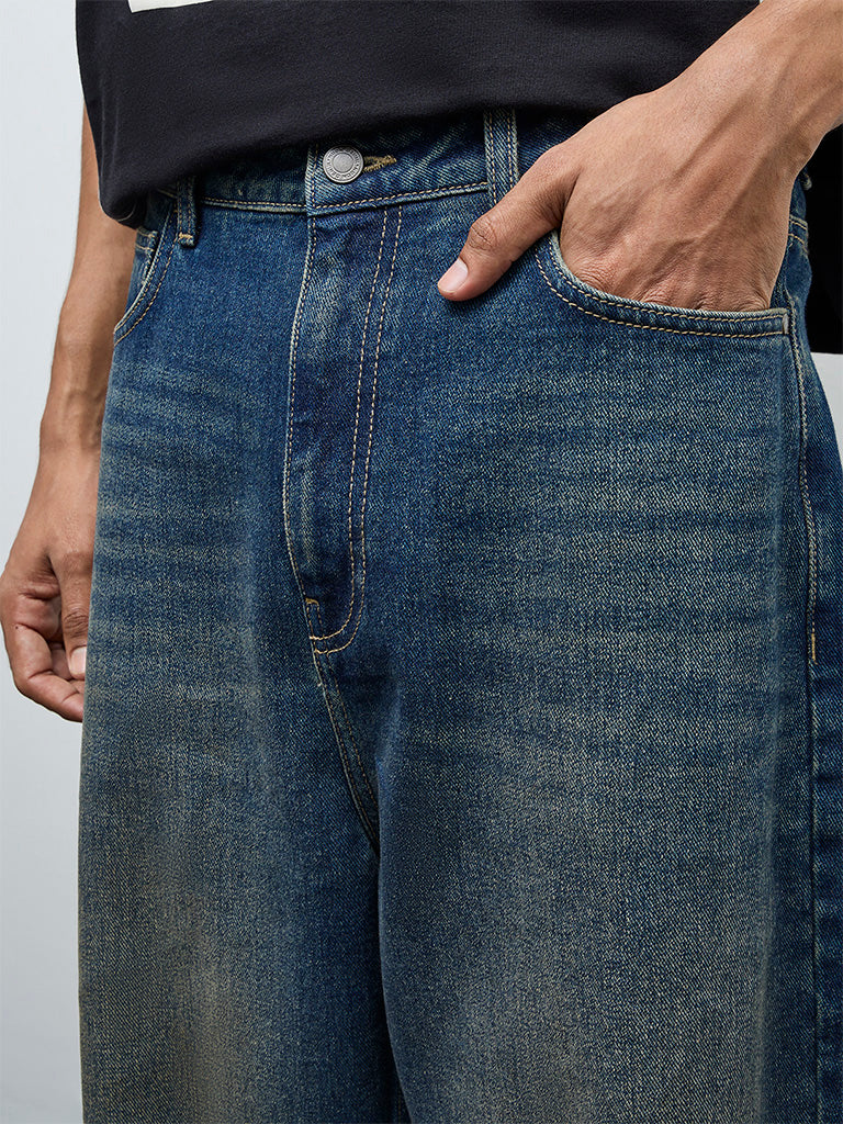 Nuon Blue Relaxed-Fit Mid-Rise Jeans