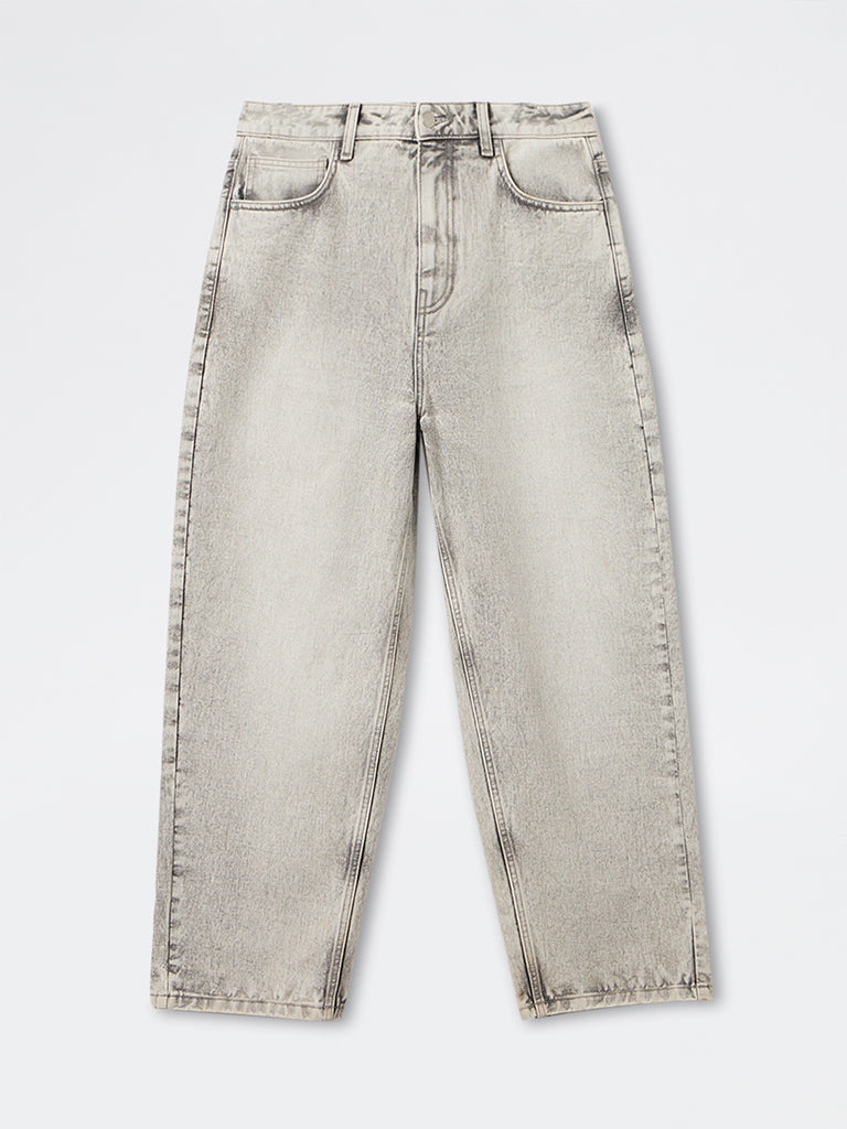 Nuon Grey Skater-Fit Mid-Rise Jeans