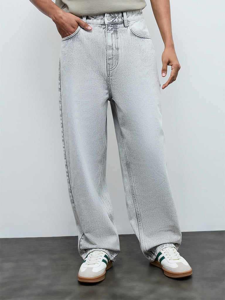 Nuon Grey Skater-Fit Mid-Rise Jeans
