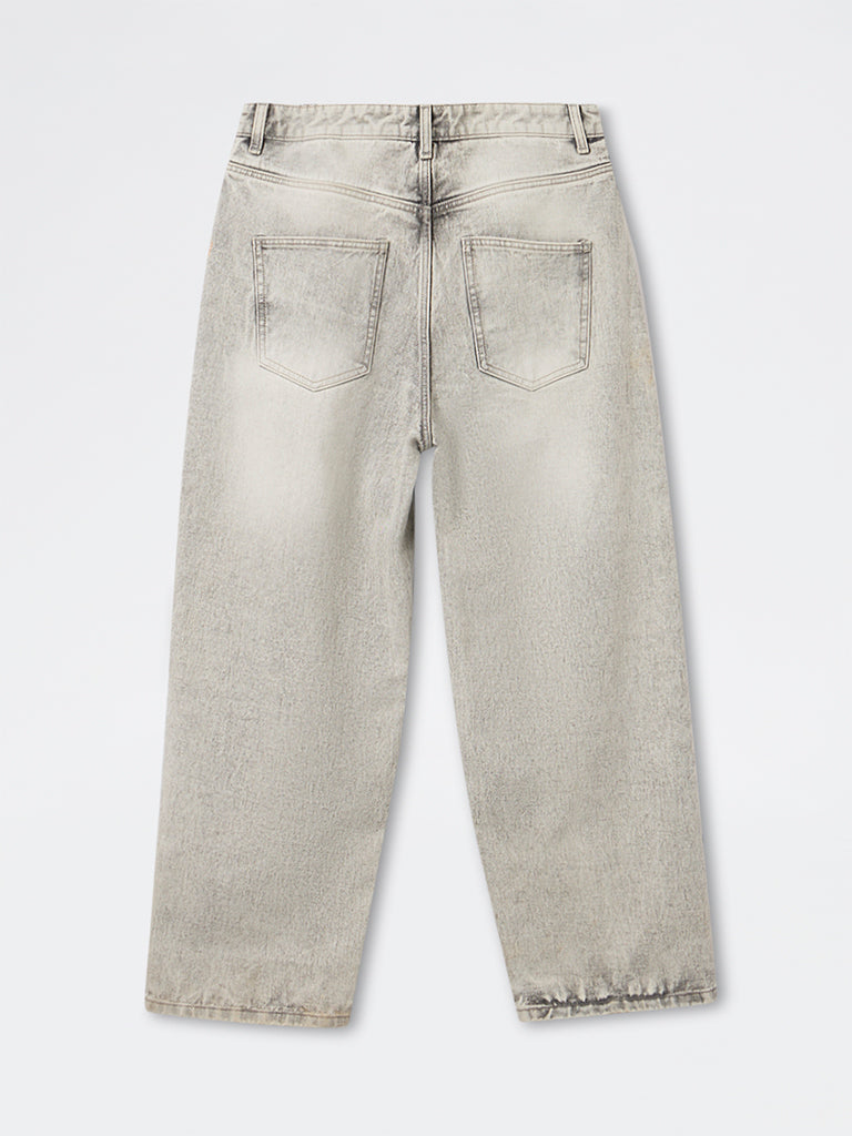 Nuon Grey Skater-Fit Mid-Rise Jeans