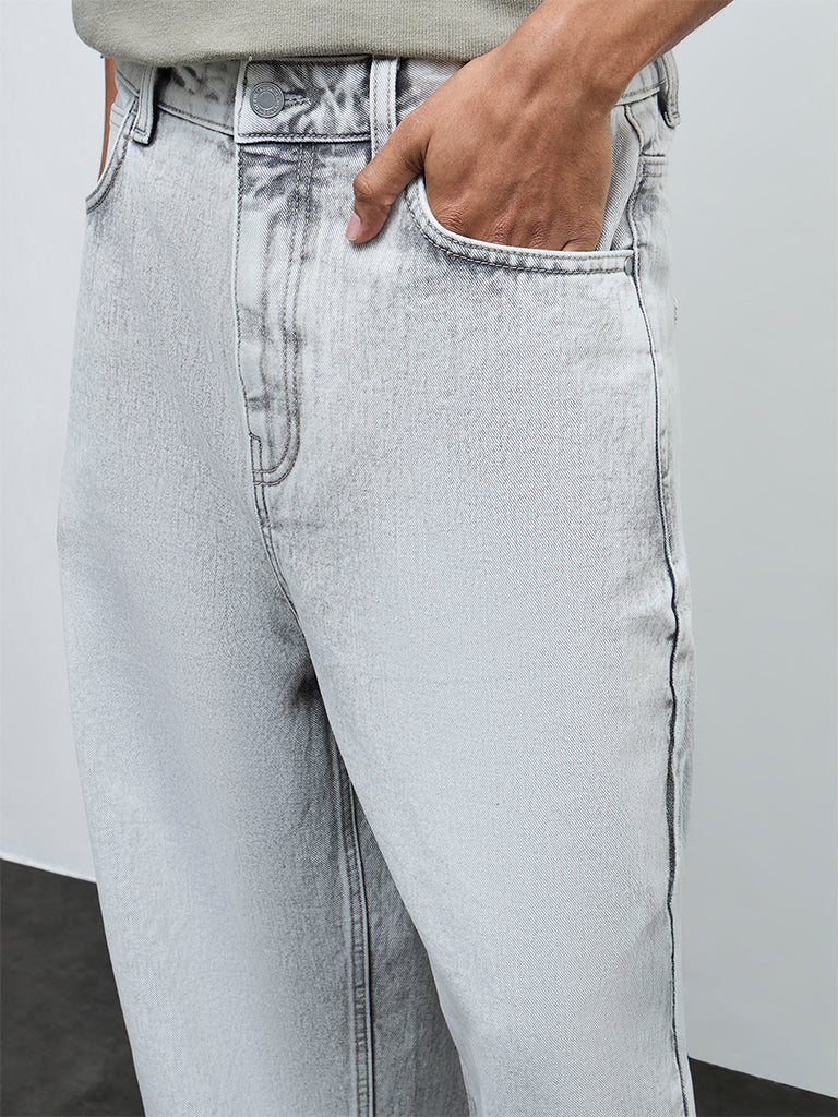 Nuon Grey Skater-Fit Mid-Rise Jeans
