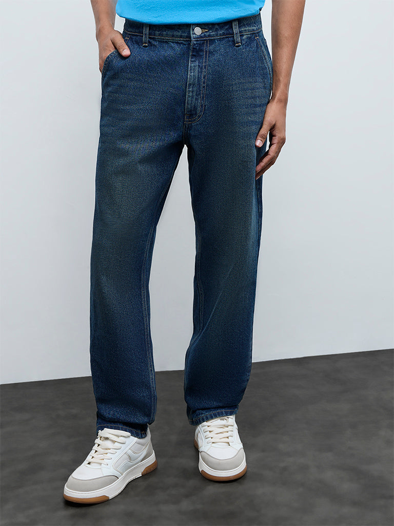 Nuon Blue Relaxed-Fit Mid-Rise Jeans