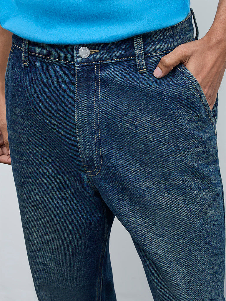 Nuon Blue Relaxed-Fit Mid-Rise Jeans
