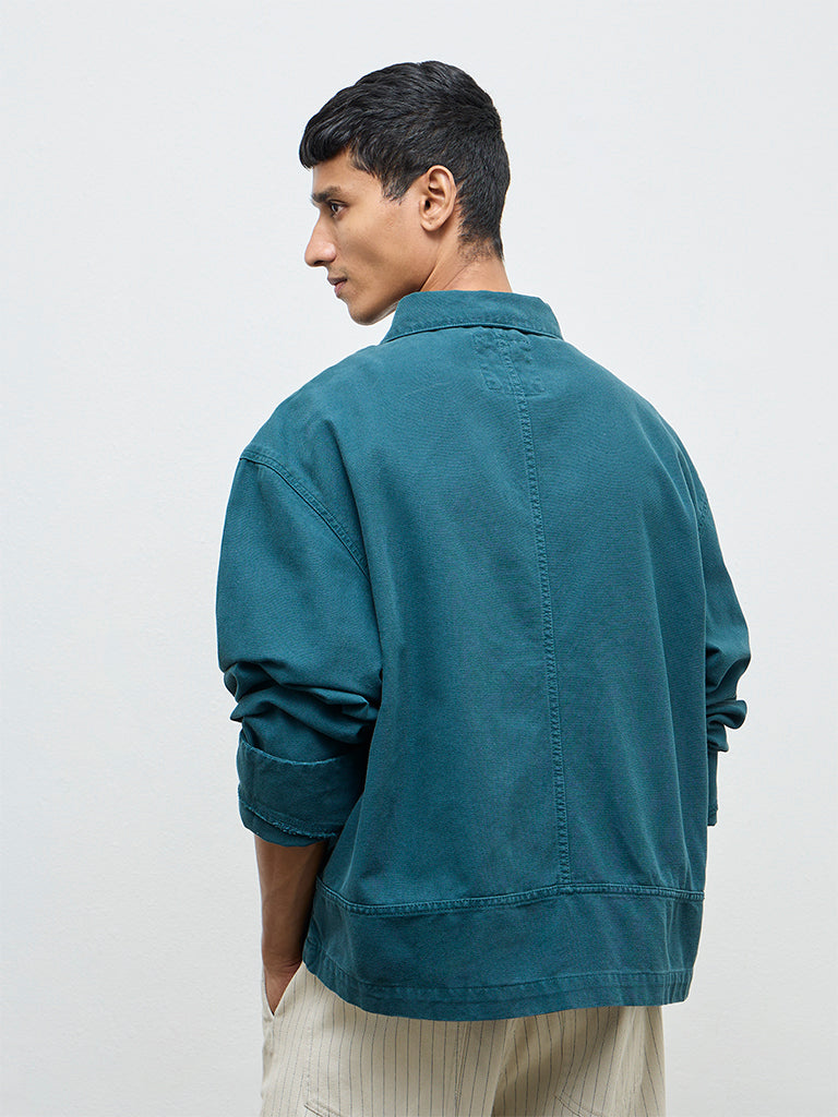 Nuon Teal Relaxed-Fit Denim Jacket