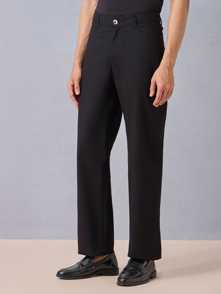 Samoh Solid Black Trousers