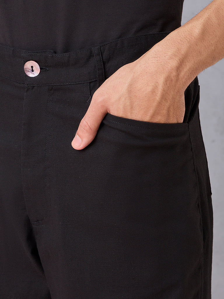 Samoh Solid Black Trousers