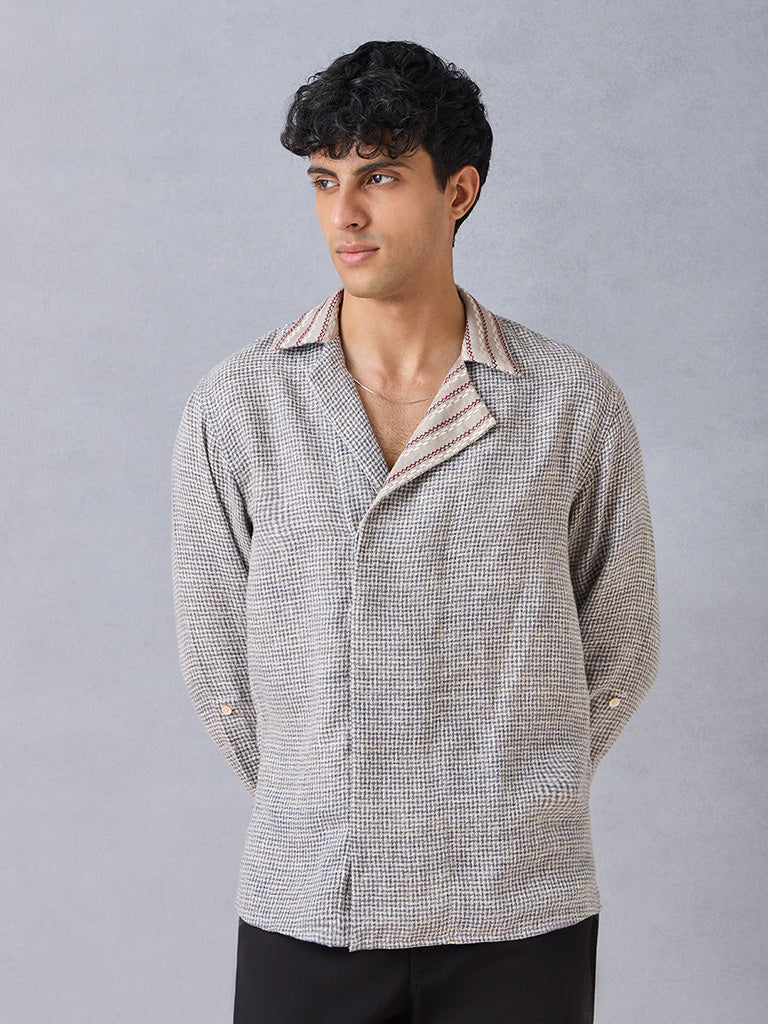 Knit-Textured Grey Shirt