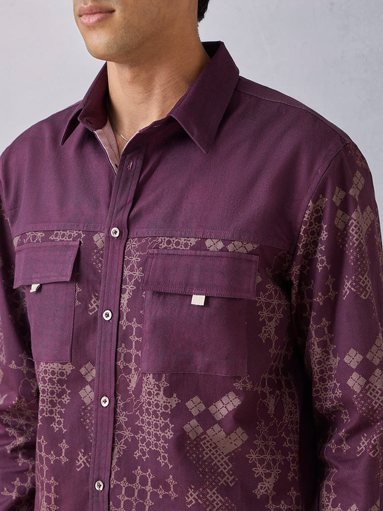 Samoh Printed Purple Shirt