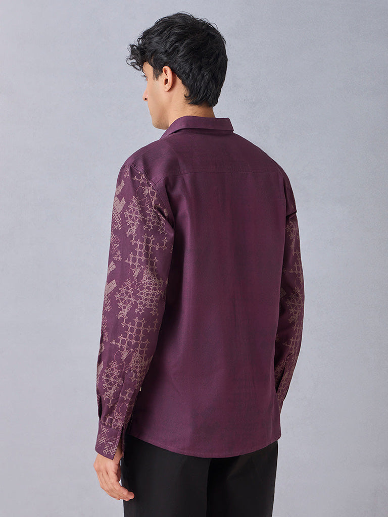 Samoh Printed Purple Shirt