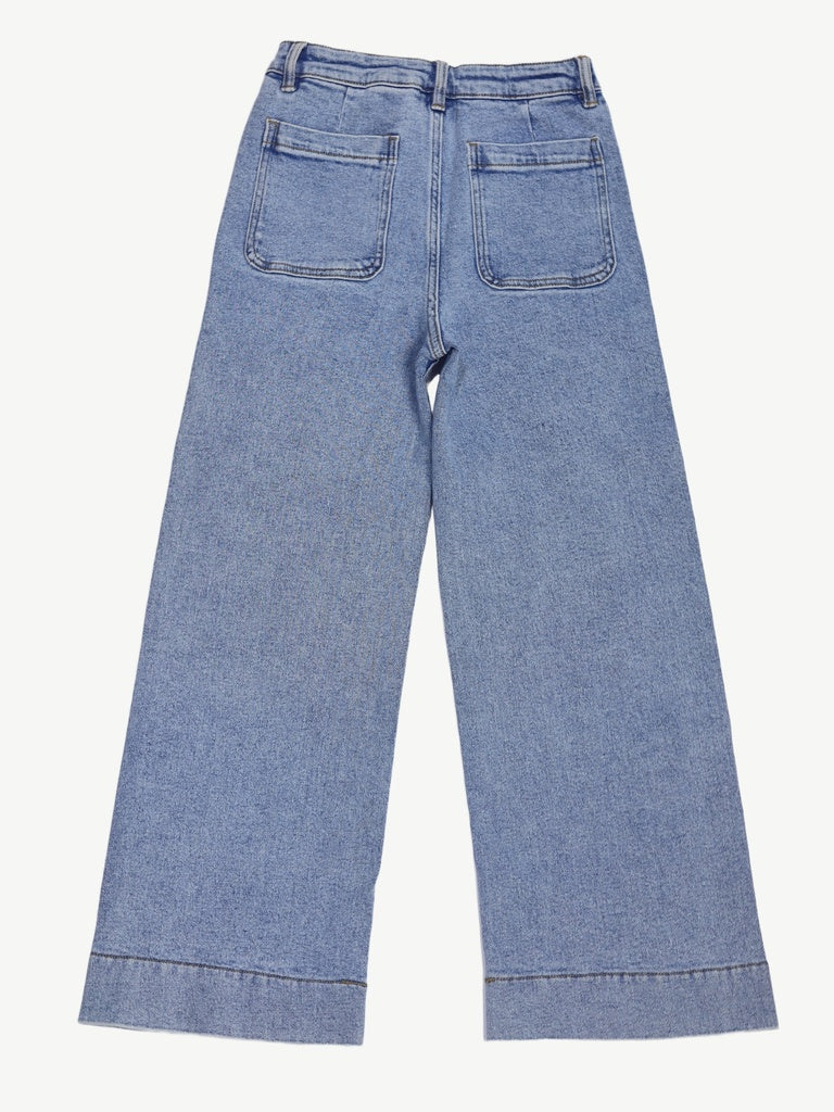 Girls Light Blue Wide Leg Jeans
