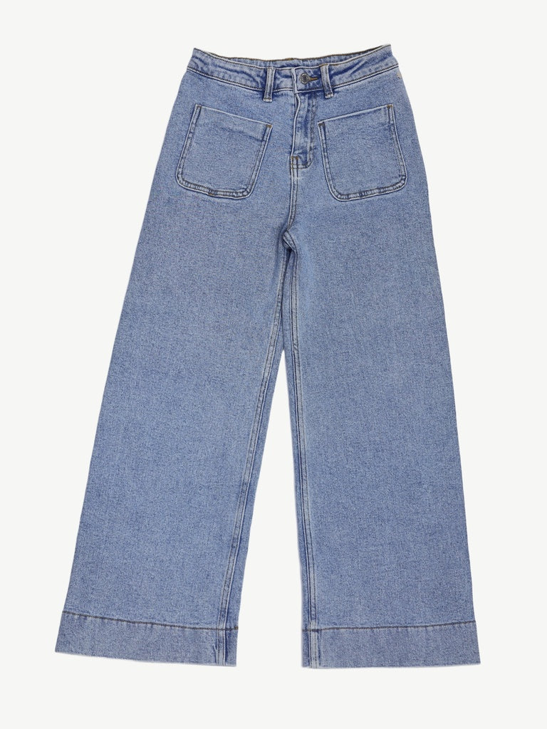 Girls Light Blue Wide Leg Jeans