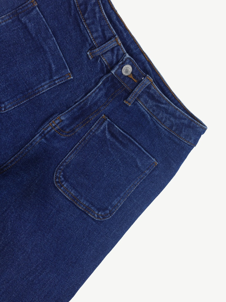Girls Dark Blue Wide Leg Jeans