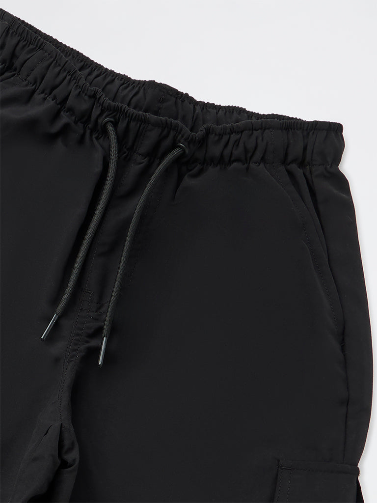 Girls Black High-Rise Cargo Pants