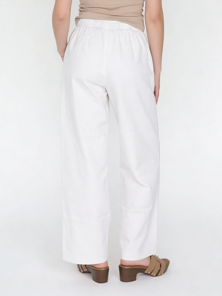 Girls Off-White Solid Mid Rise Cotton Trousers