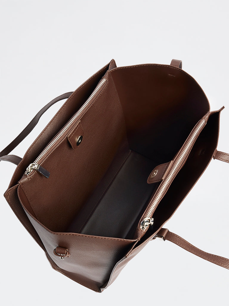 Westside Dark Brown Textured Tote Bag