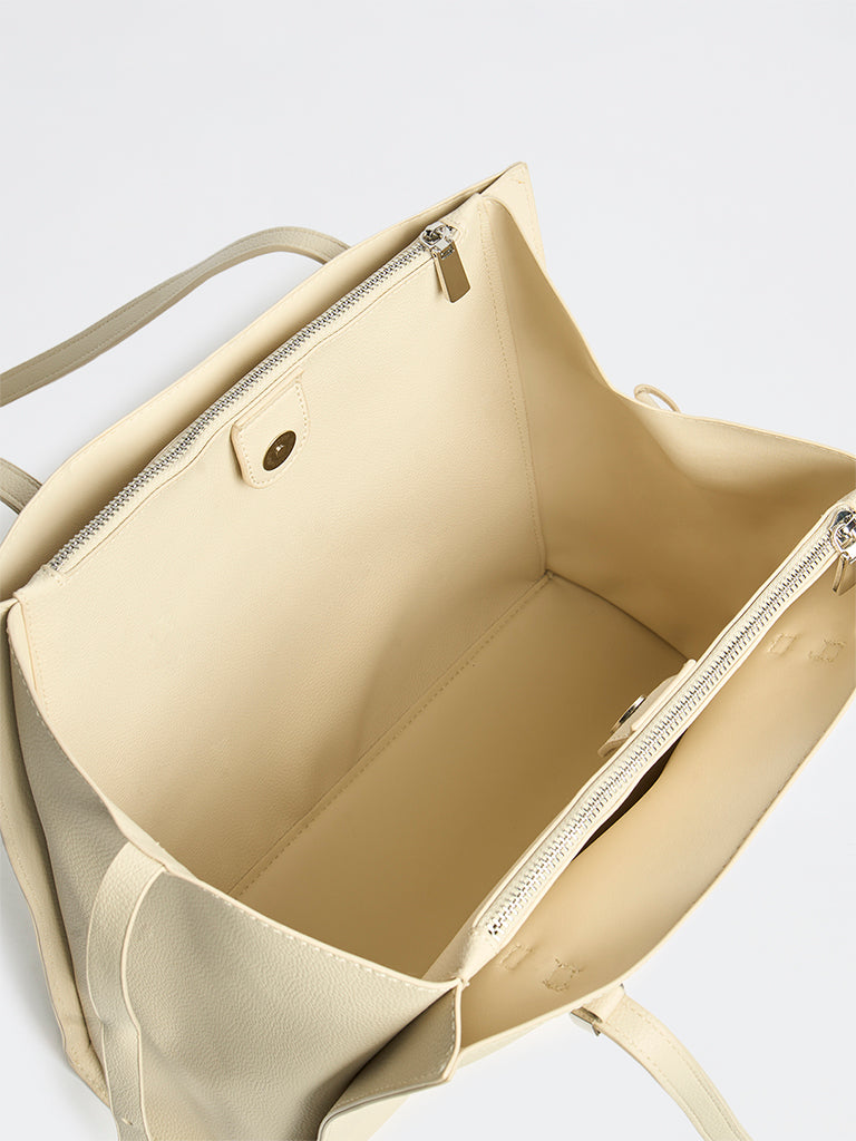 Westside Ivory Textured Tote Bag
