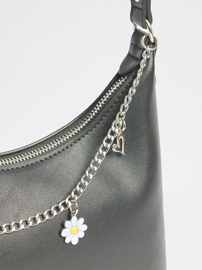 Westside Black Charms-Detail Shoulder Bag