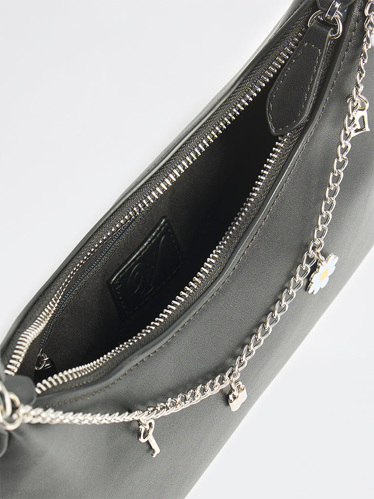 Westside Black Charms-Detail Shoulder Bag