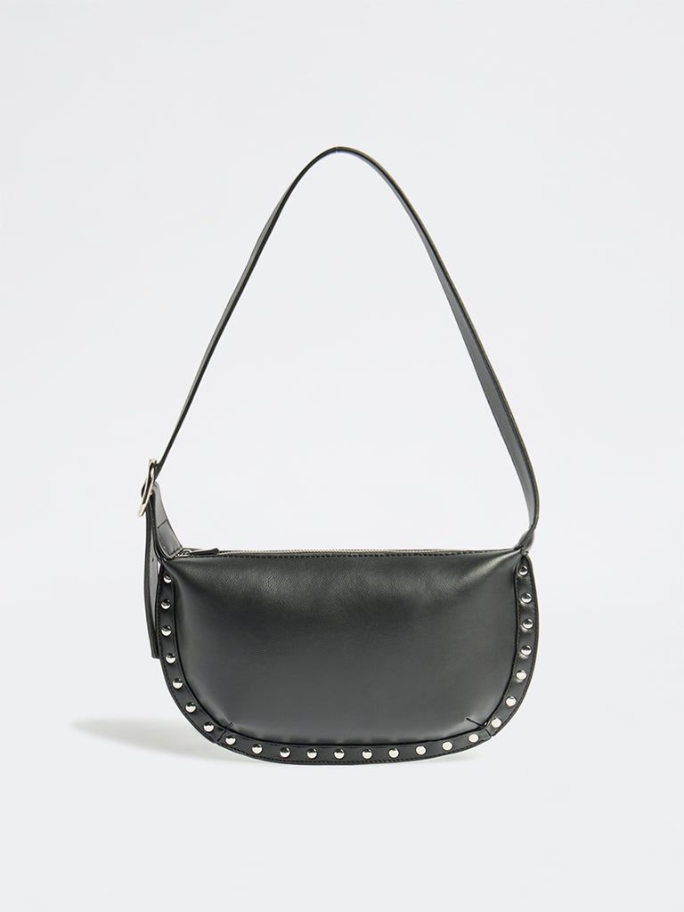 Westside Black Stud-Detail Shoulder Bag