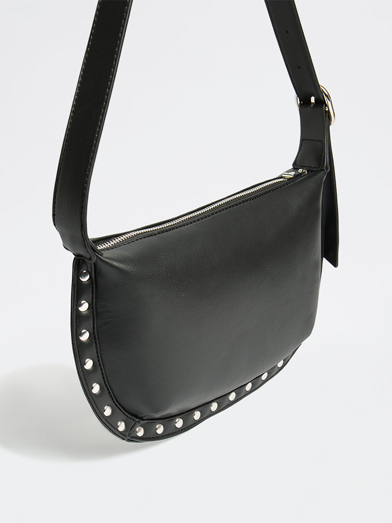 Westside Black Stud-Detail Shoulder Bag