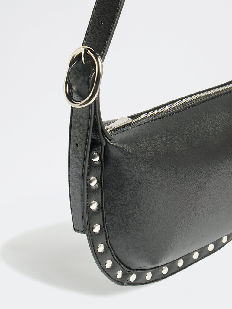 Westside Black Stud-Detail Shoulder Bag