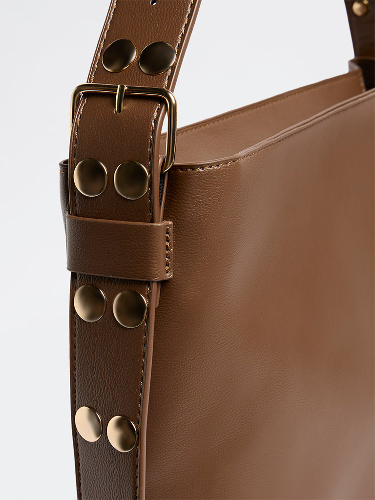 Westside Brown Studded Shoulder Bag
