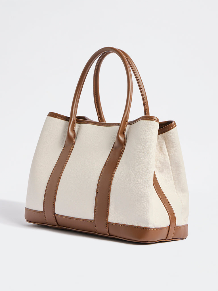 Westside Off-White Tote Bag with Sling