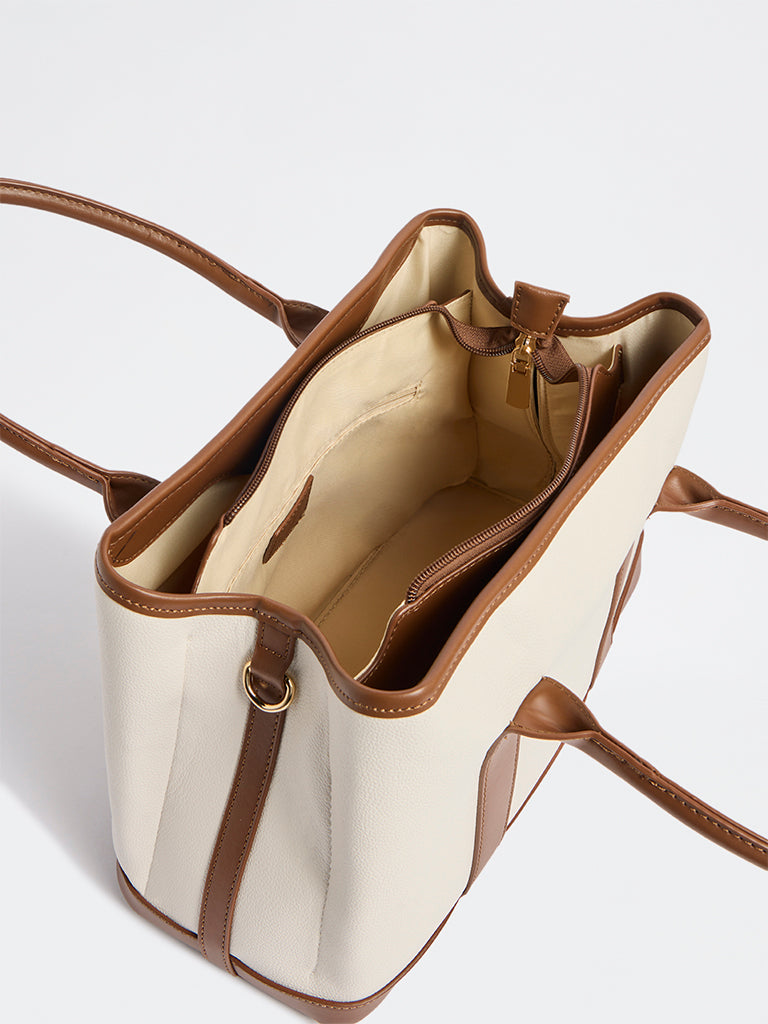 Westside Off-White Tote Bag with Sling