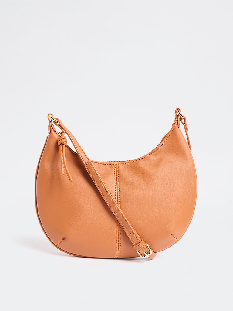 Westside Tan Crescent Sling Bag