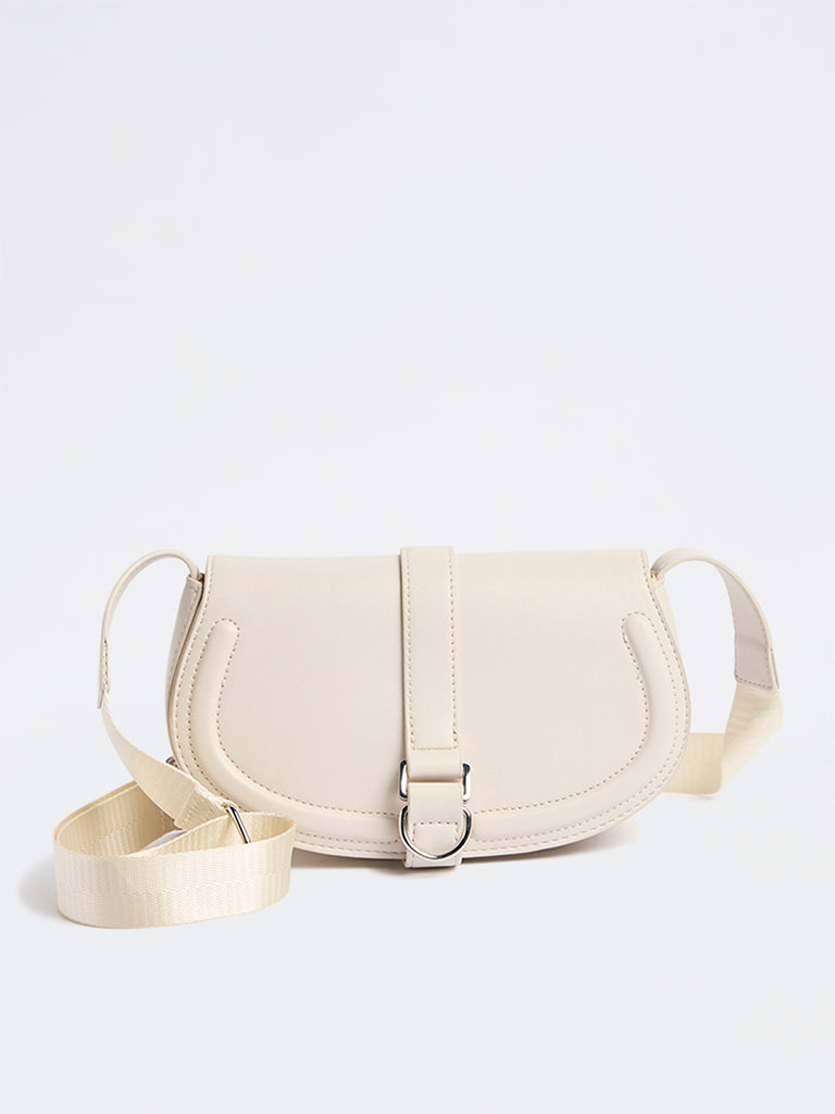 Westside Ivory Saddle Sling Bag