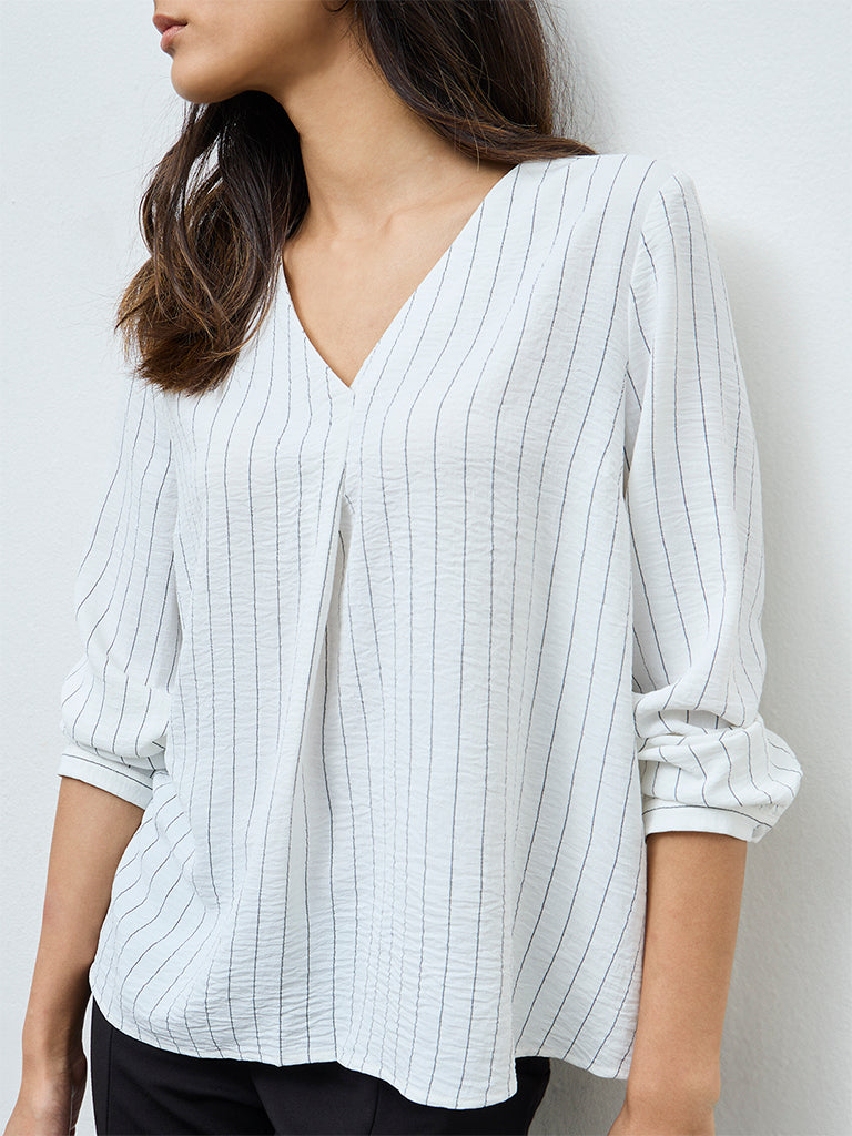 Wardrobe White Striped Blouse