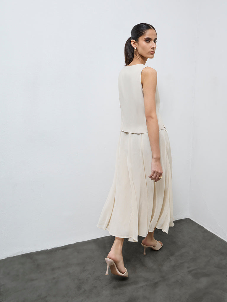 Wardrobe Beige A-line Waistcoat Dress