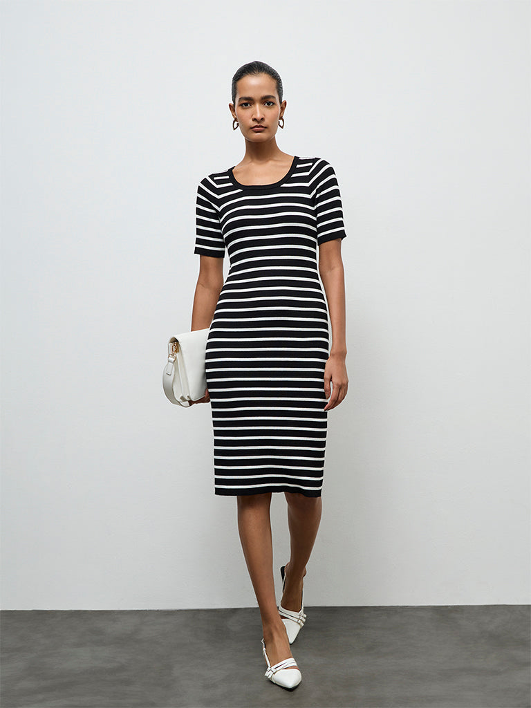 Wardrobe Black Striped Bodycon Dress