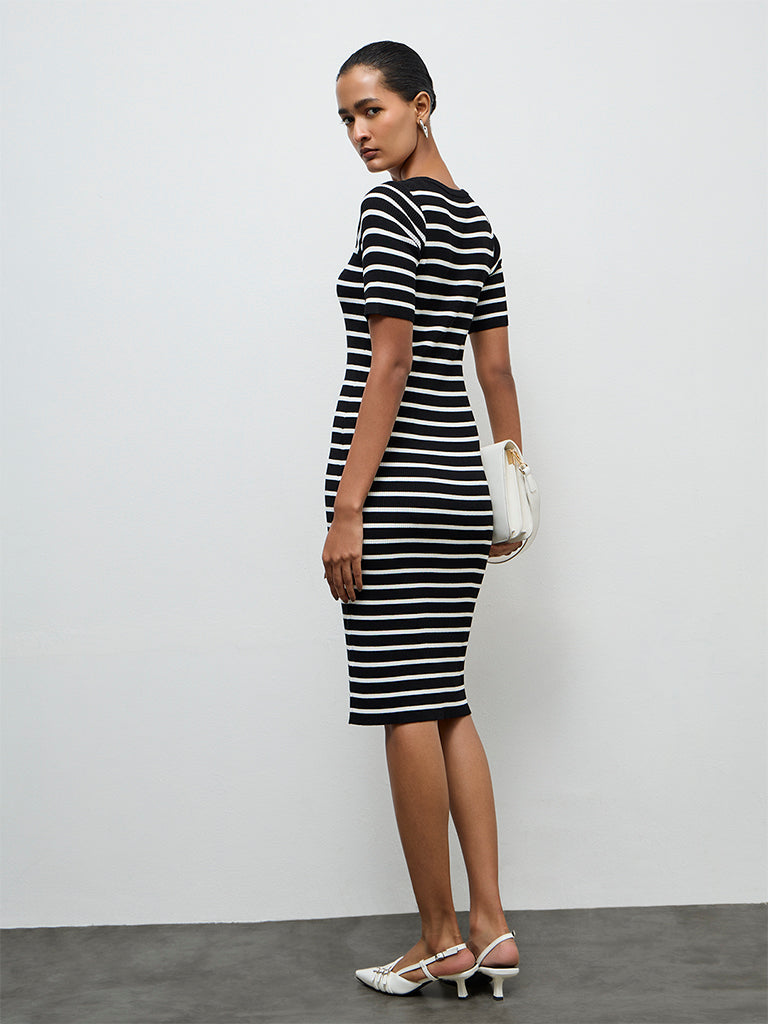 Buy Wardrobe Black Striped Bodycon Dress from Westside Buy Wardrobe Black Striped Bodycon Dress from Westside