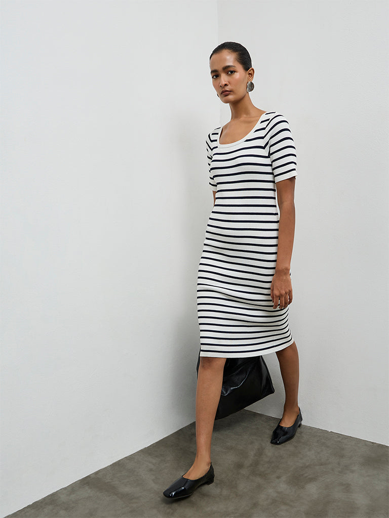 Wardrobe White Striped Bodycon Dress