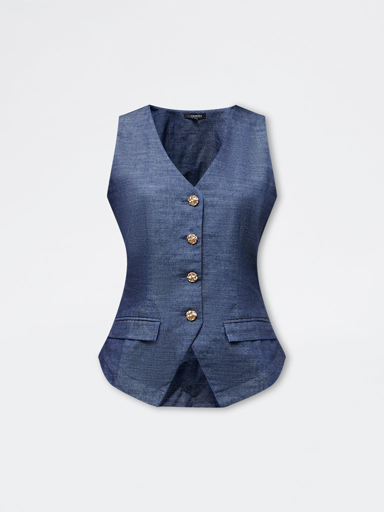 Wardrobe Navy Solid Waistcoat