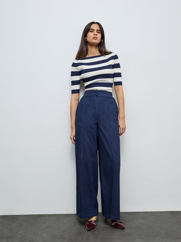 Wardrobe Indigo High-Rise Denim Trousers