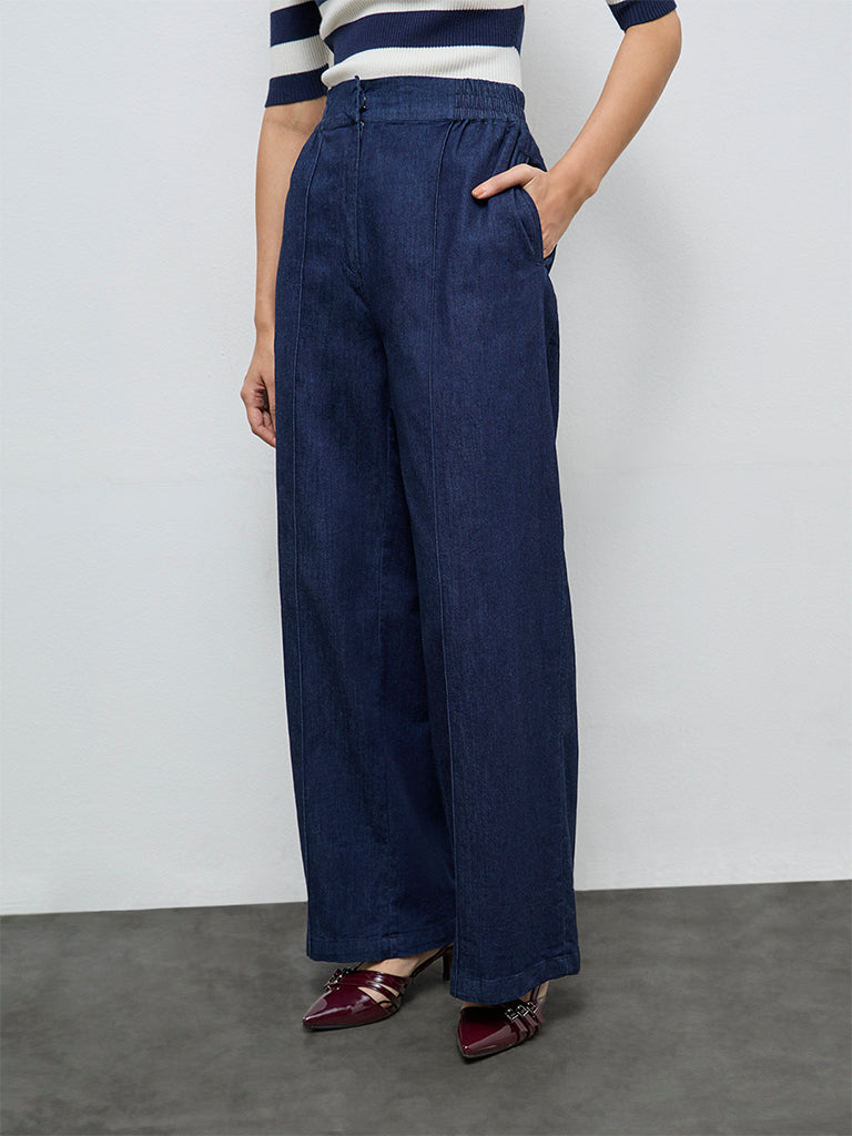 Wardrobe Indigo High-Rise Denim Trousers