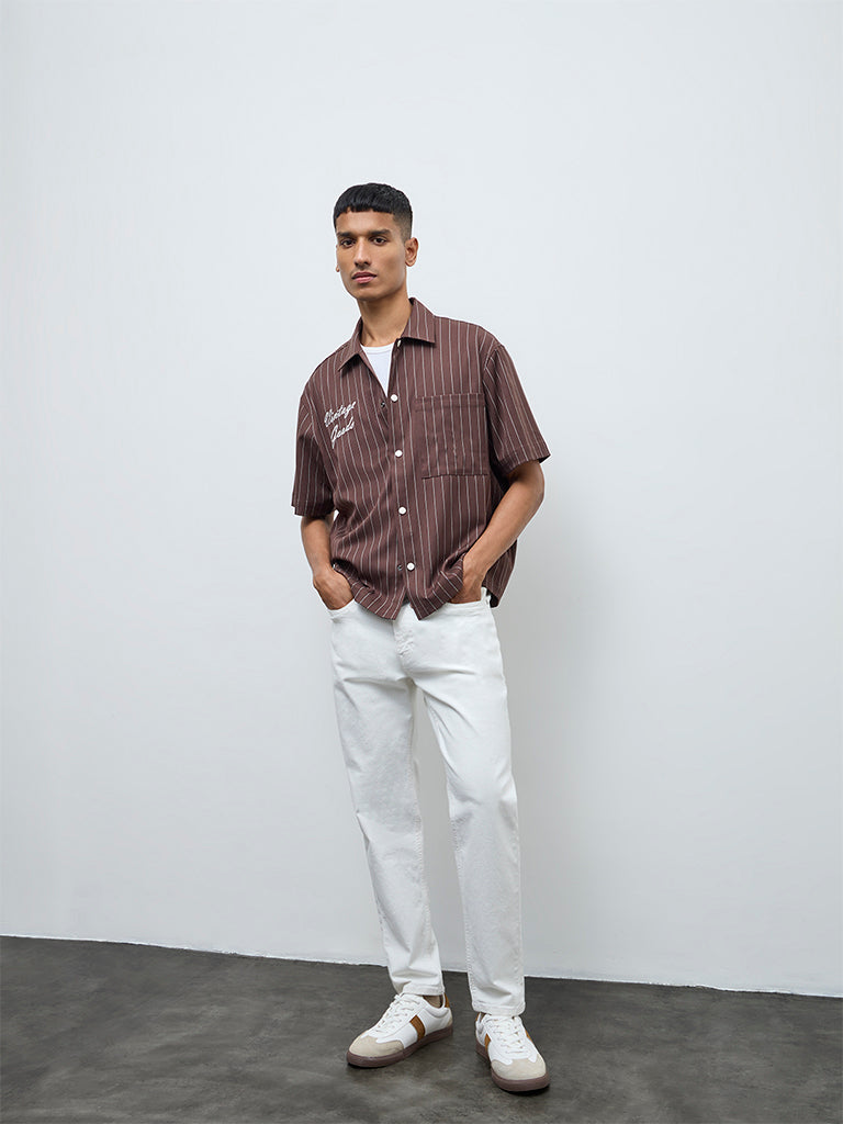 Nuon White Slim-Fit Mid-Rise Jeans