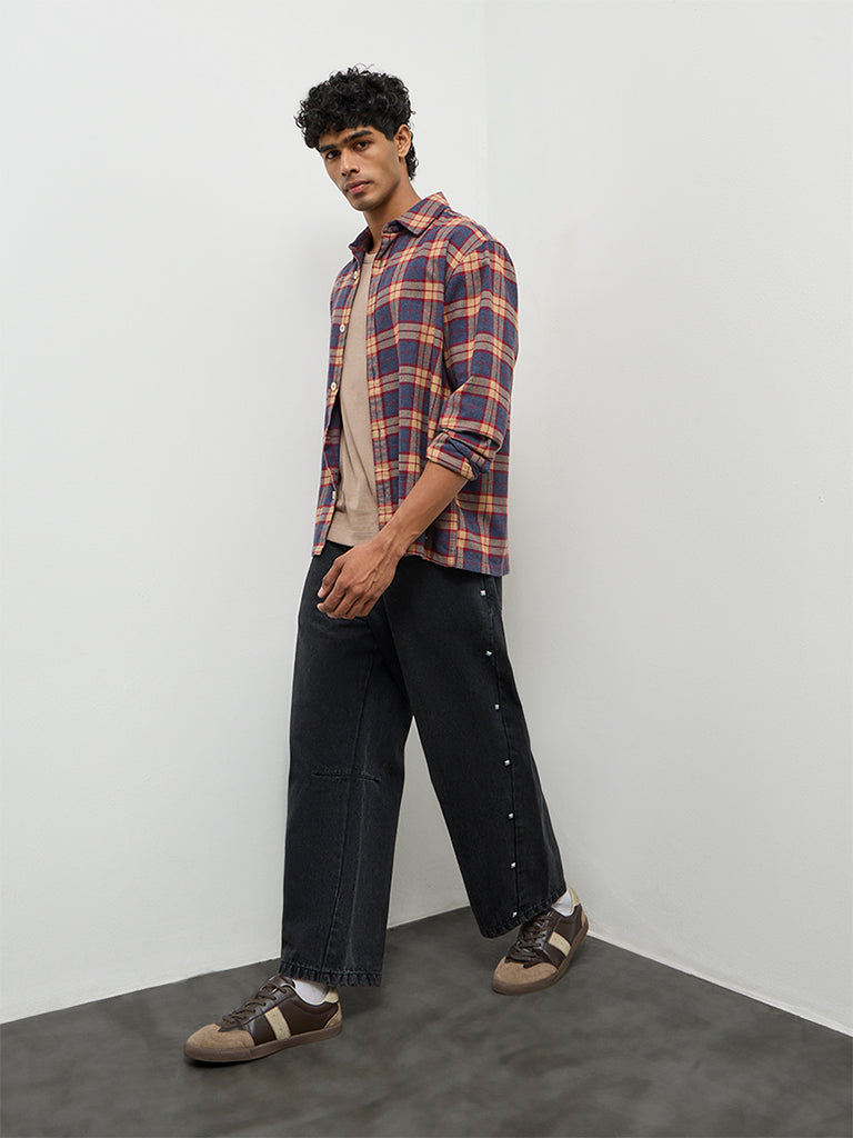 Nuon Multicolour Checkered Relaxed-Fit Cotton-Blend Shirt