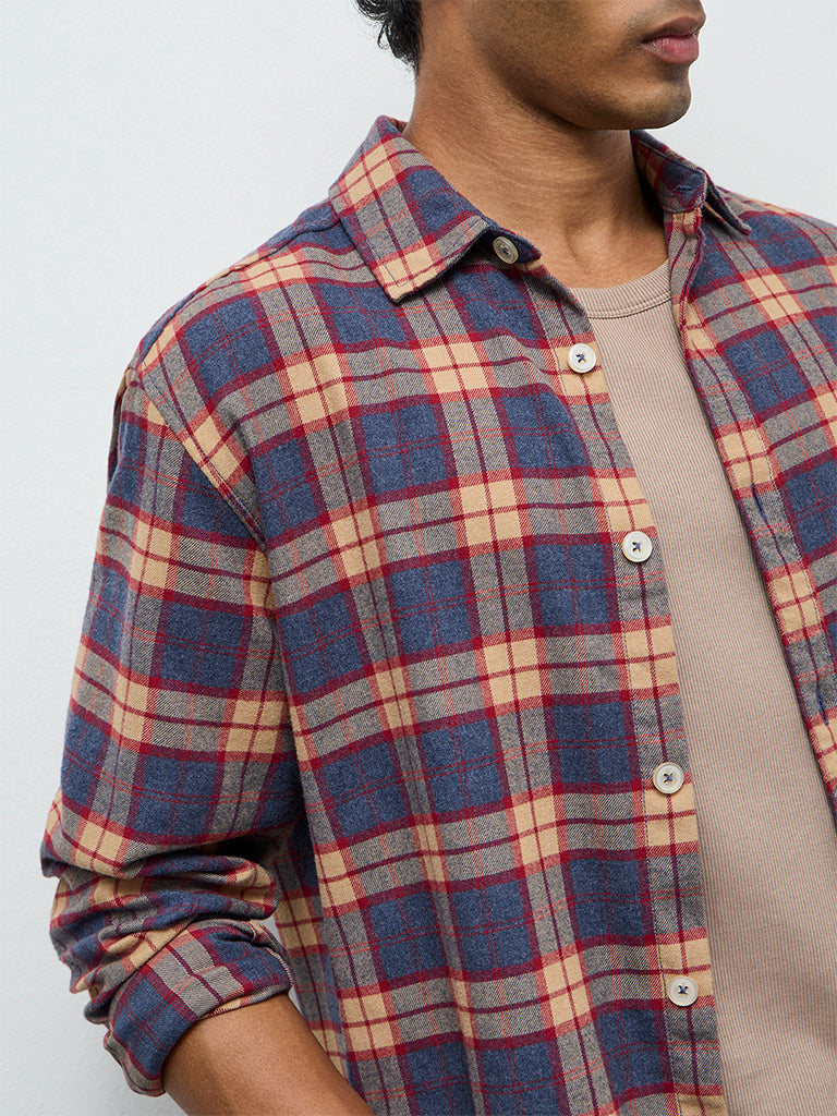 Nuon Multicolour Checkered Relaxed-Fit Cotton-Blend Shirt