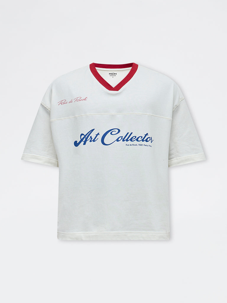 Nuon Off-White Text Design Oversized-Fit Cotton T-Shirt