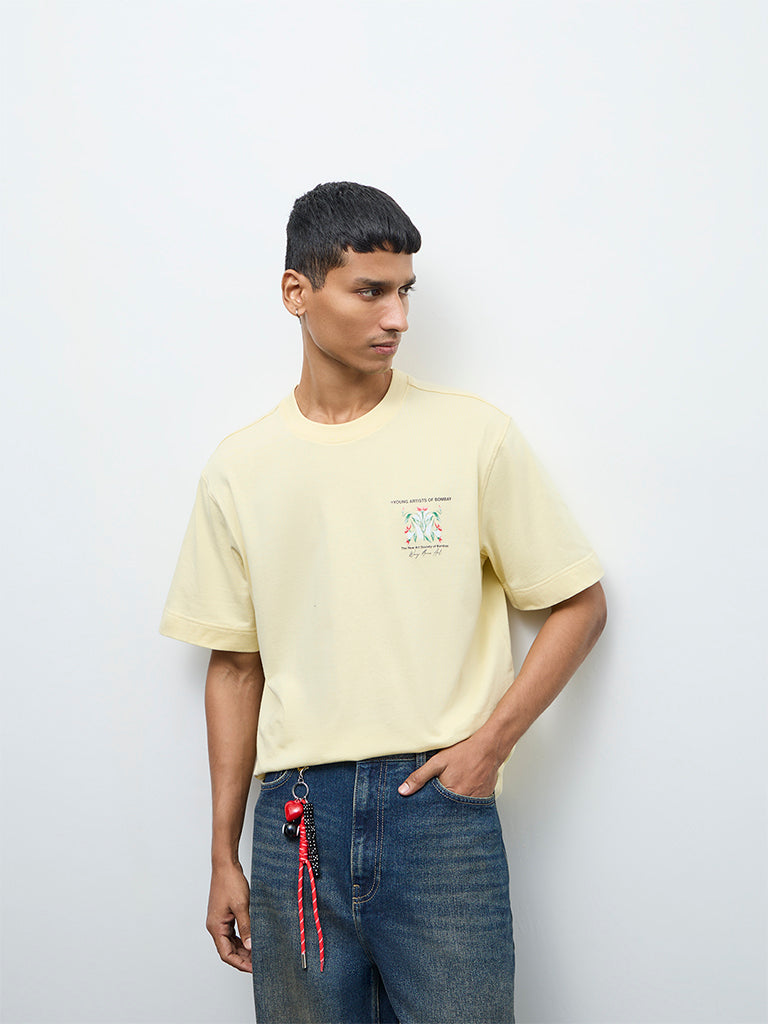 Nuon Cream Floral Printed Relaxed-Fit Cotton T-Shirt