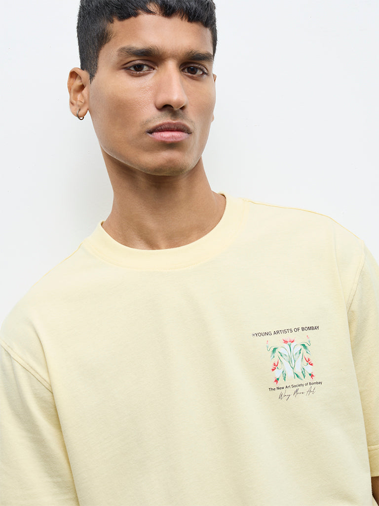 Nuon Cream Floral Printed Relaxed-Fit Cotton T-Shirt