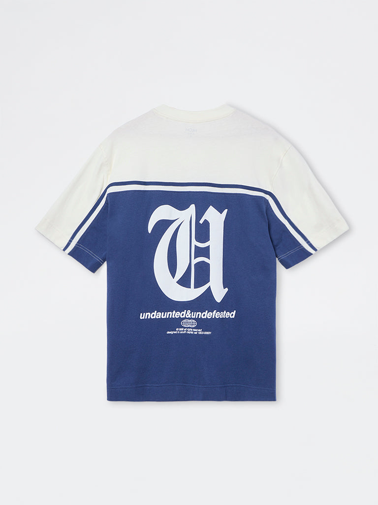 Nuon Blue Printed Relaxed-Fit Cotton T-Shirt